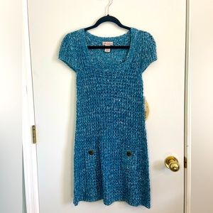 Glimmer J.J. Basics Short Sleeve Square Neck Sweater Dress Medium New with Tags